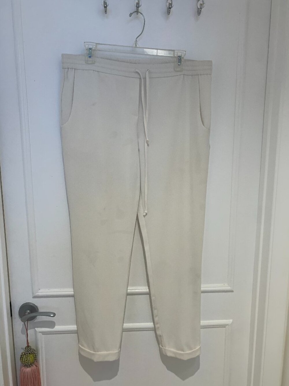 Kenar Ivory Stretch Dress Pants Size 10, Pre-Owned